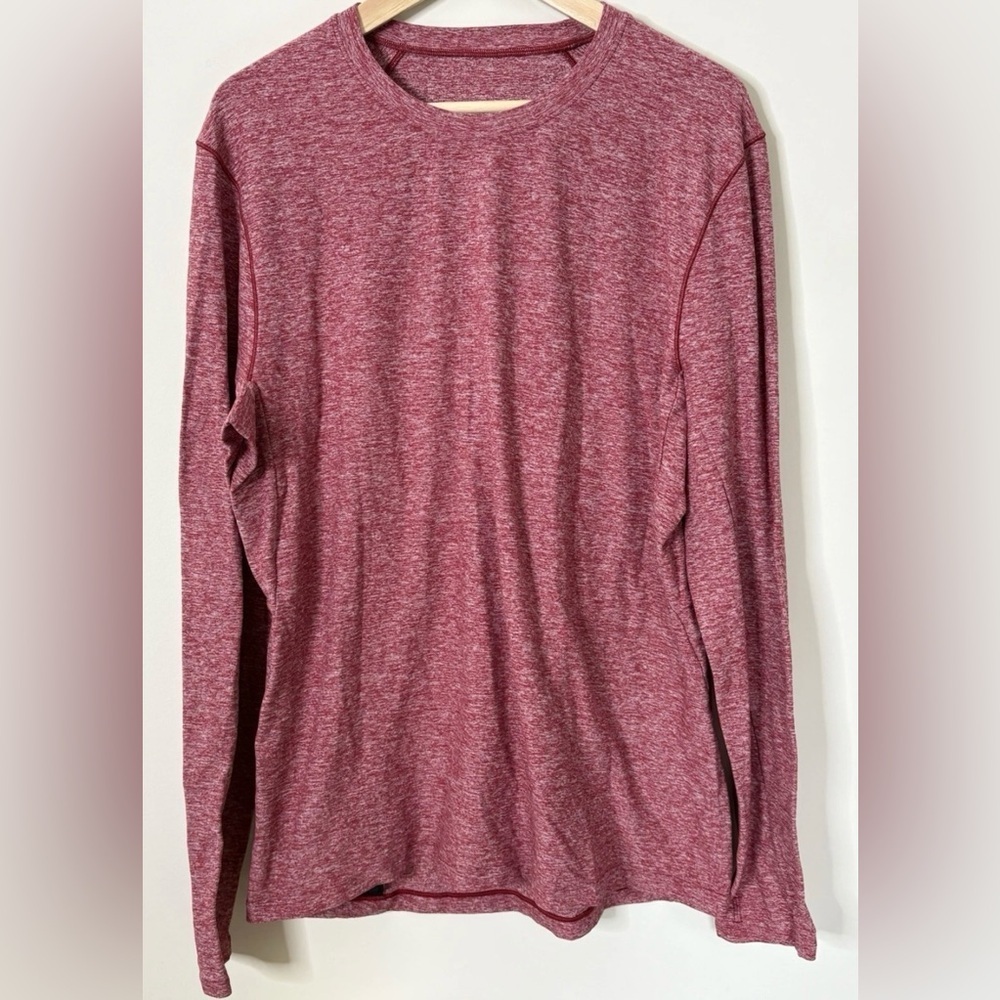 Lululemon Long Sleeve Shirt Pocket Red Heather Size Large
